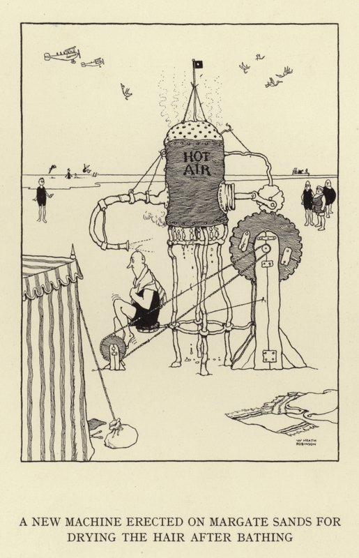 A New Machine Erected on Margate Sands for Drying the Hair after Bathing by William Heath Robinson