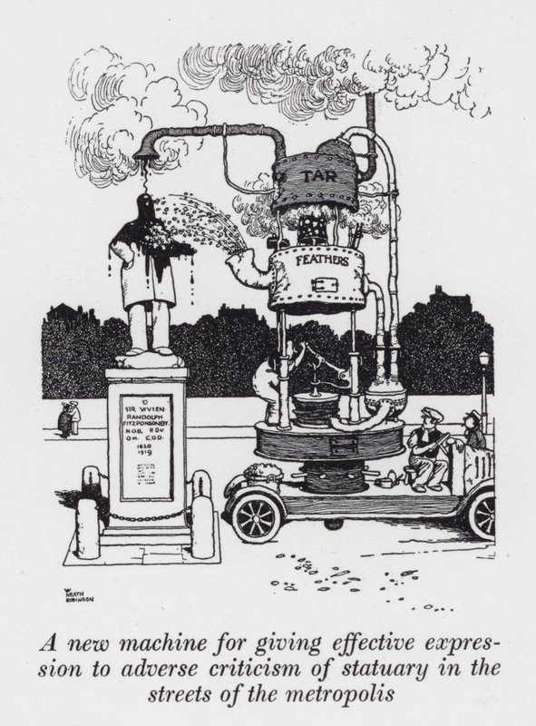 A New Machine for Giving Effective Expression to Adverse Criticism of Statuary in the Streets of the Metropolis by William Heath Robinson