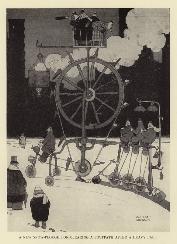 A New Snow-Plough for Clearing a Footpath After a Heavy Fall by William Heath Robinson