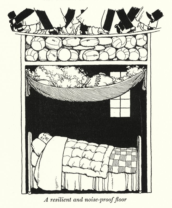 A resilient and noise-proof floor by William Heath Robinson