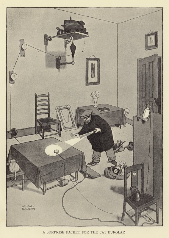 A surprise packet for the cat burglar by William Heath Robinson