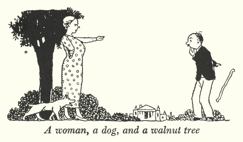 A Woman, a Dog, and a Walnut Tree by William Heath Robinson