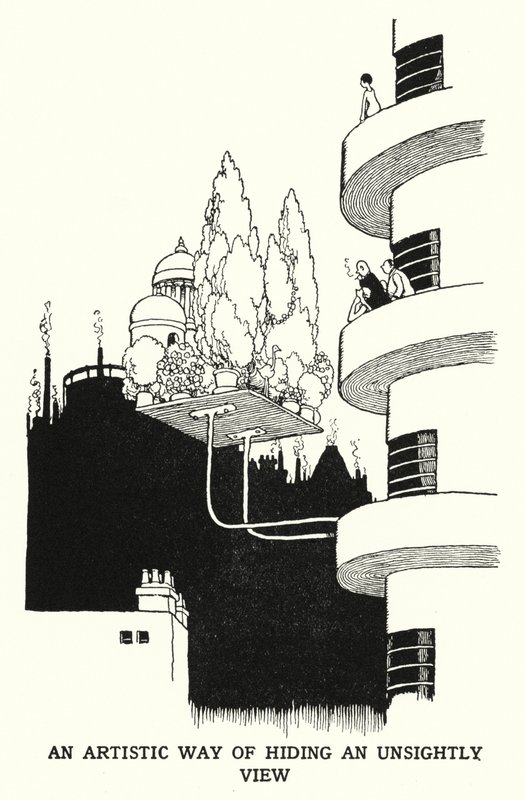 An Artistic Way of Hiding an Unsightly View by William Heath Robinson