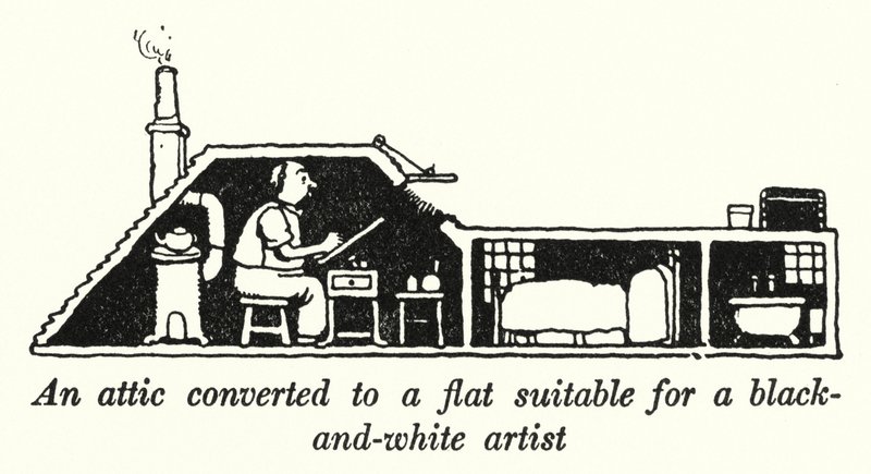 An Attic Converted to a Flat Suitable for a Black-and-White Artist by William Heath Robinson