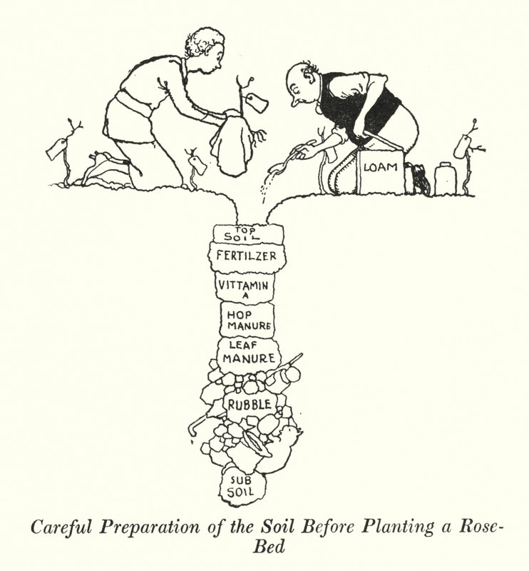 Careful Preparation of the Soil Before Planting a Rose-Bed by William Heath Robinson