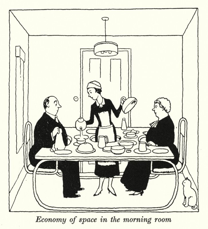 Economy of Space in the Morning Room by William Heath Robinson