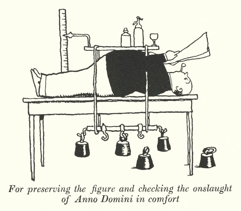 For preserving the figure and checking the onslaught of Anno Domini in comfort by William Heath Robinson