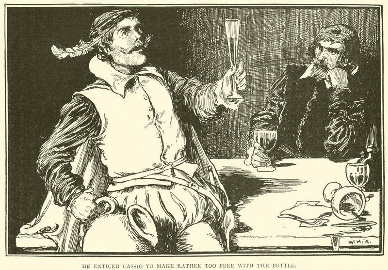 He enticed Cassio to make rather too free with the bottle by William Heath Robinson