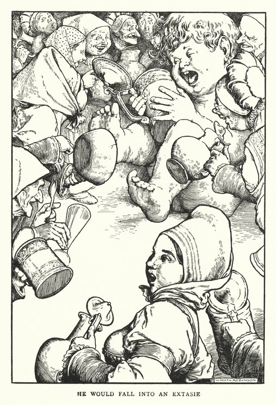 He would fall into an ecstasy by William Heath Robinson