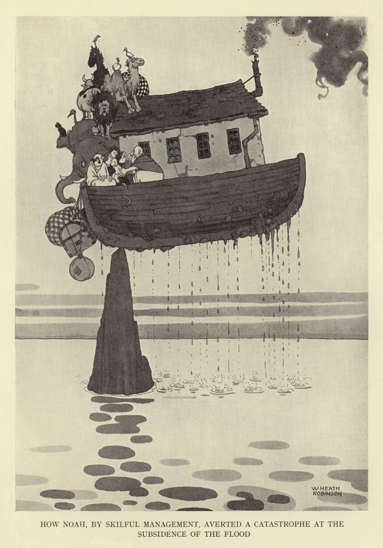 How Noah, by Skilful Management, Averted a Catastrophe at the Subsidence of the Flood by William Heath Robinson