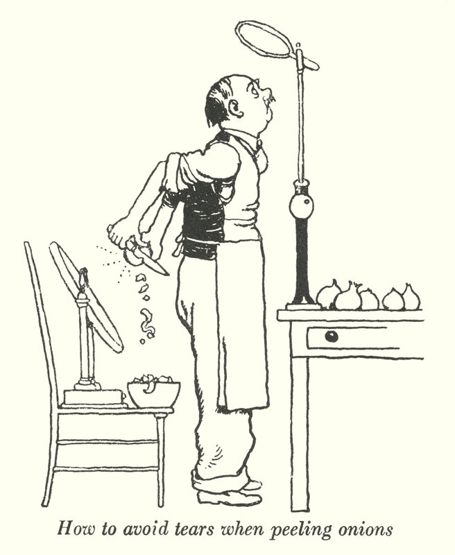 How to avoid tears when peeling onions by William Heath Robinson