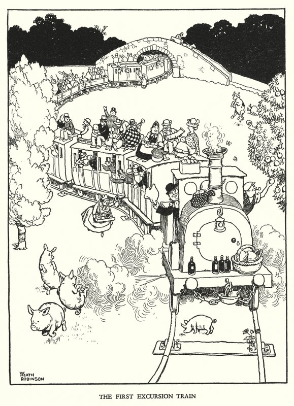 Illustration for Railway Ribaldry by W Heath Robinson by William Heath Robinson