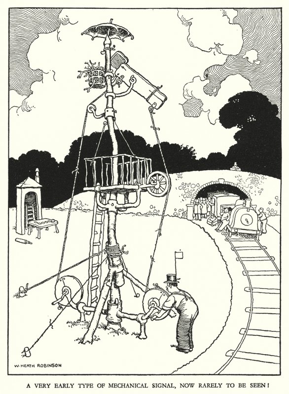 Illustration for Railway Ribaldry by W Heath Robinson by William Heath Robinson