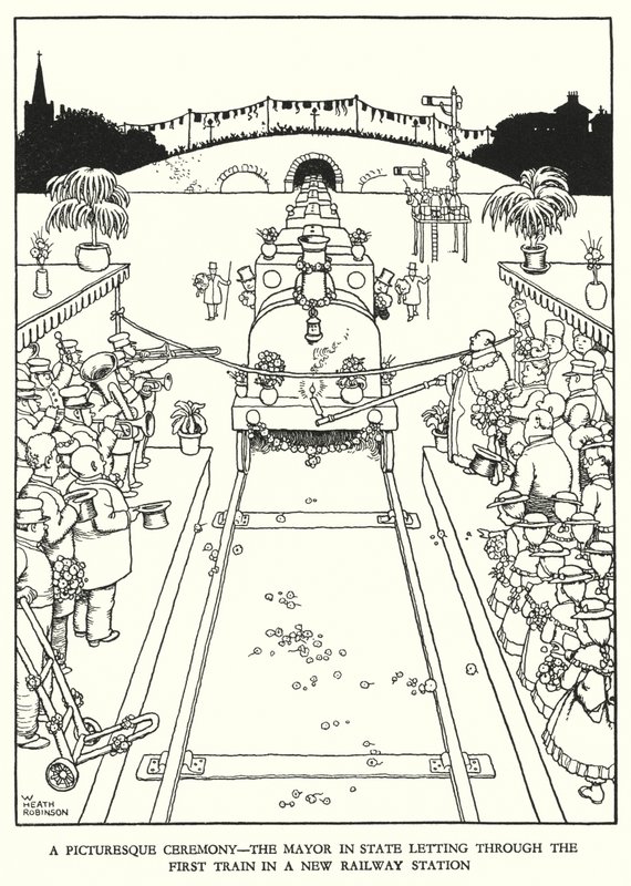 Illustration for Railway Ribaldry by W Heath Robinson by William Heath Robinson
