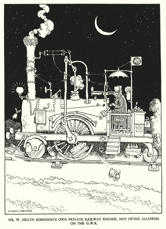 Illustration for Railway Ribaldry by W Heath Robinson by William Heath Robinson