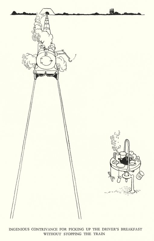 Illustration for Railway Ribaldry by W Heath Robinson by William Heath Robinson
