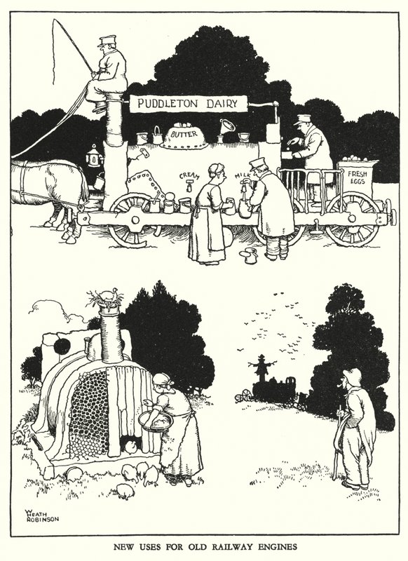 Illustration for Railway Ribaldry by W Heath Robinson by William Heath Robinson
