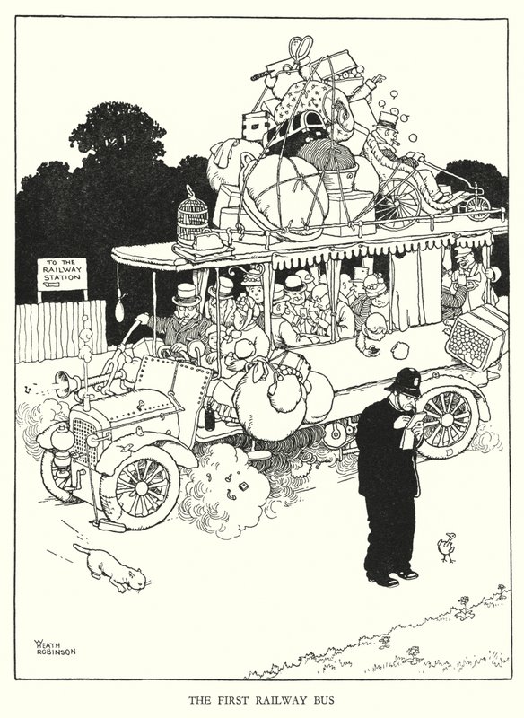 Illustration for Railway Ribaldry by W Heath Robinson by William Heath Robinson