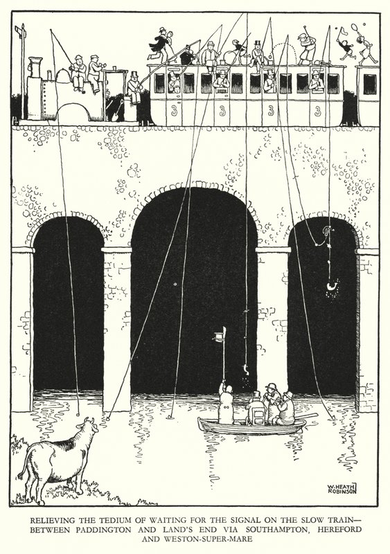 Illustration for Railway Ribaldry by W Heath Robinson by William Heath Robinson