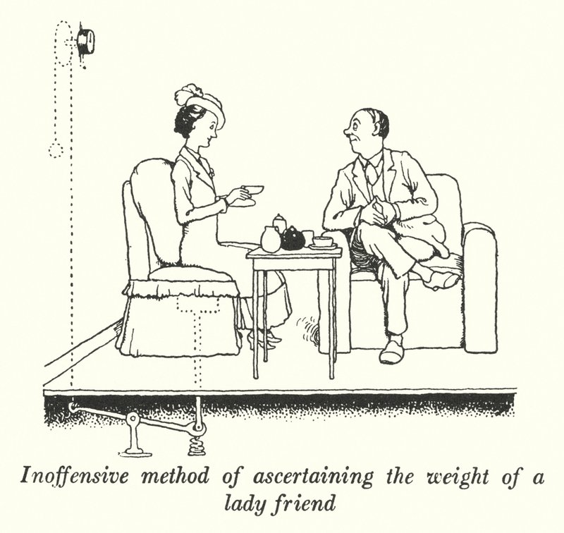 Inoffensive method of ascertaining the weight of a lady friend by William Heath Robinson