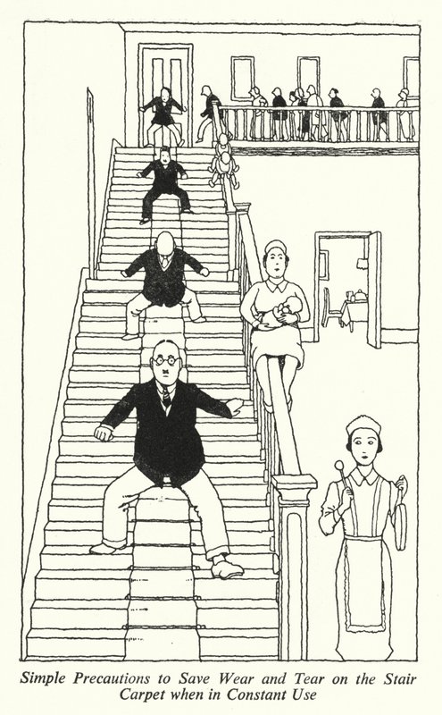 Simple Precautions to Save Wear and Tear on the Stair Carpet by William Heath Robinson