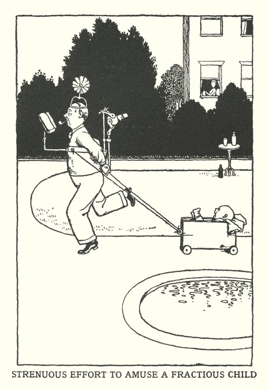Strenuous Effort to Amuse a Fractious Child by William Heath Robinson