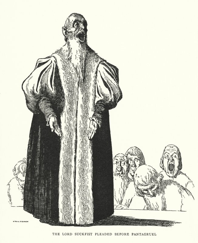 The Lord Suckfist pleaded before Pantagruel by William Heath Robinson