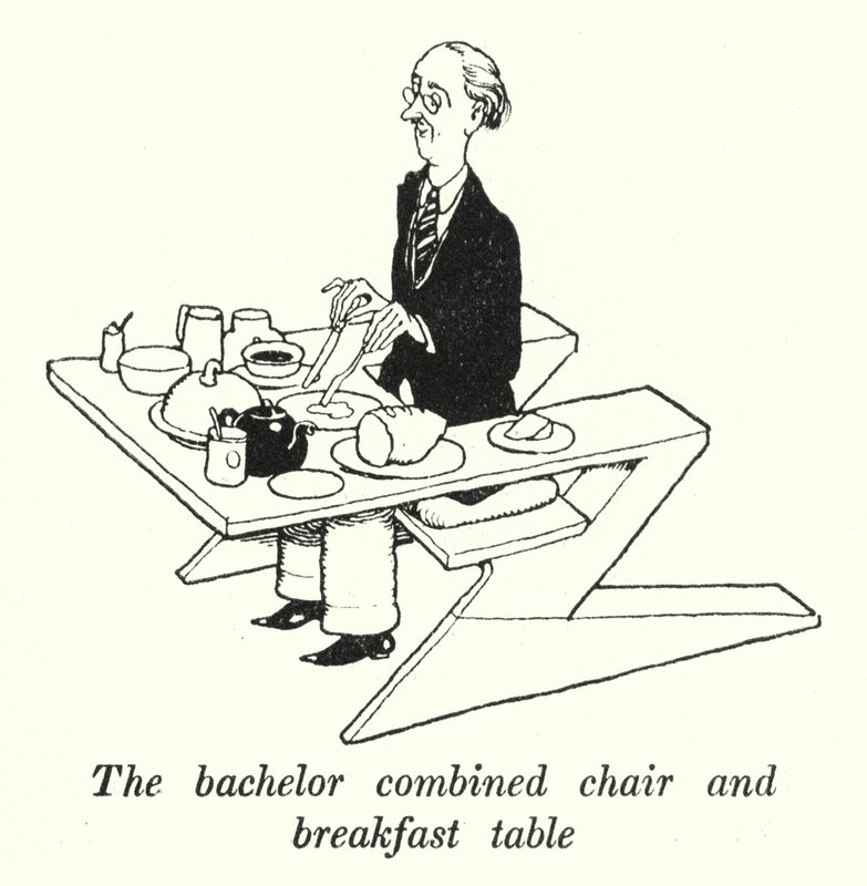 The Bachelor Combined Chair and Breakfast Table by William Heath Robinson