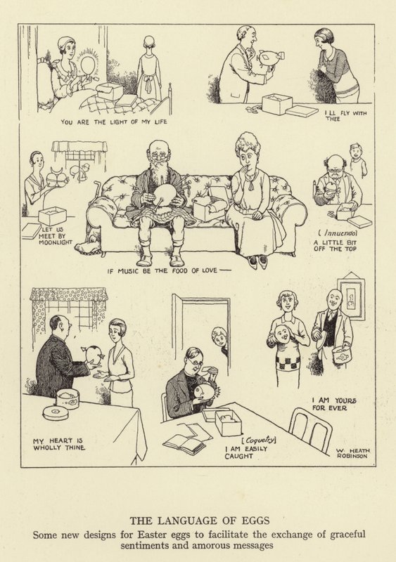 The Language of Eggs, Some New Designs for Easter Eggs to Facilitate the Exchange of Graceful Sentiments and Amorous Messages by William Heath Robinson