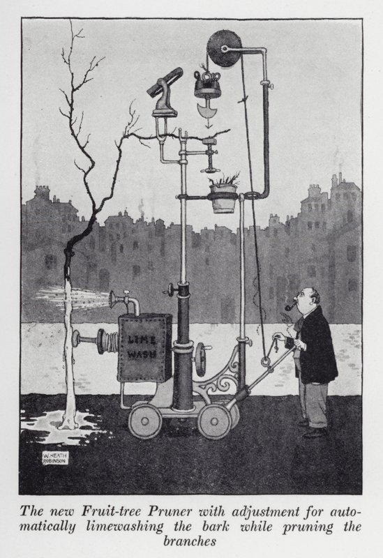 The New Fruit-Tree Pruner with Adjustment for Automatically Limewashing the Bark While Pruning the Branches by William Heath Robinson