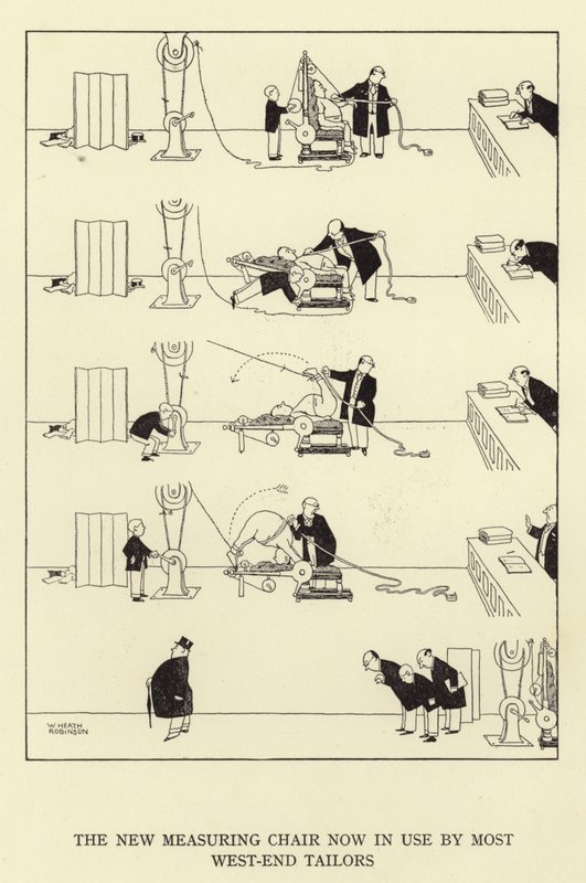 The new measuring chair now in use by most west-end tailors by William Heath Robinson