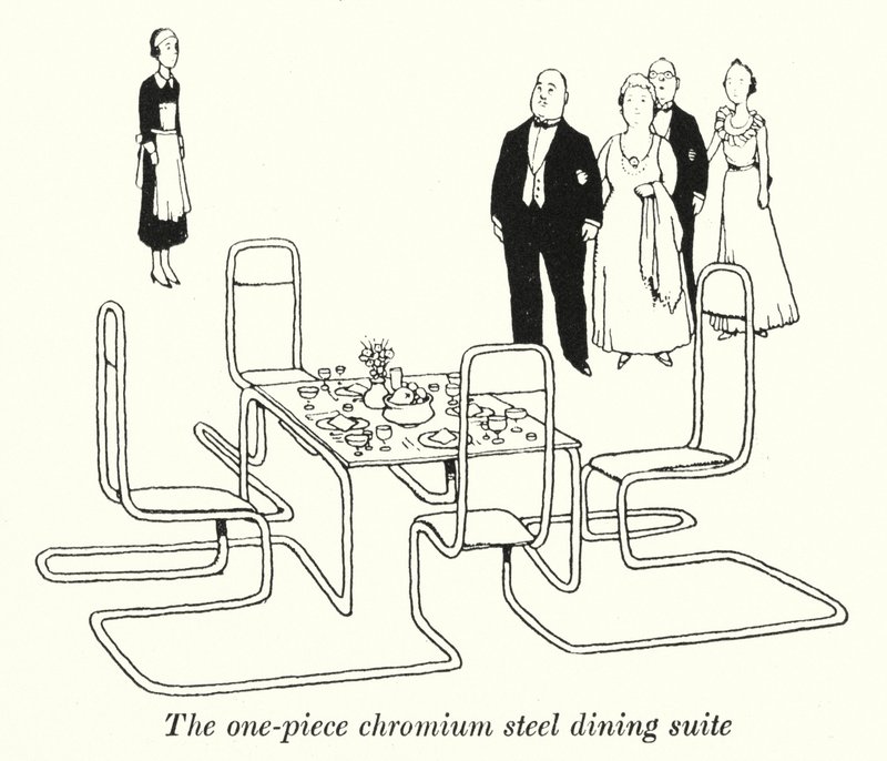 The One-Piece Chromium Steel Dining Suite by William Heath Robinson
