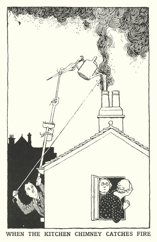 When the Kitchen Chimney Catches Fire by William Heath Robinson