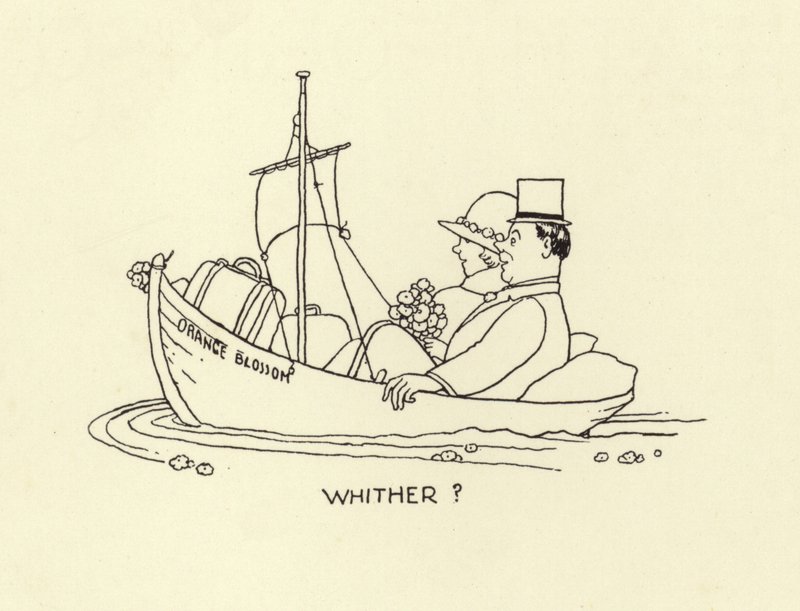 Whither, Married Couple Setting Off on the Sea of Married Life by William Heath Robinson