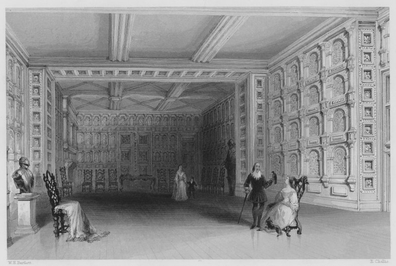 Interior of a Room at Malahide Castle, Dublin by William Henry (after) Bartlett