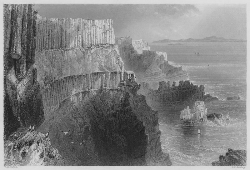 Pleaskin Cliff, Near the Giants Causeway, County Antrim by William Henry (after) Bartlett