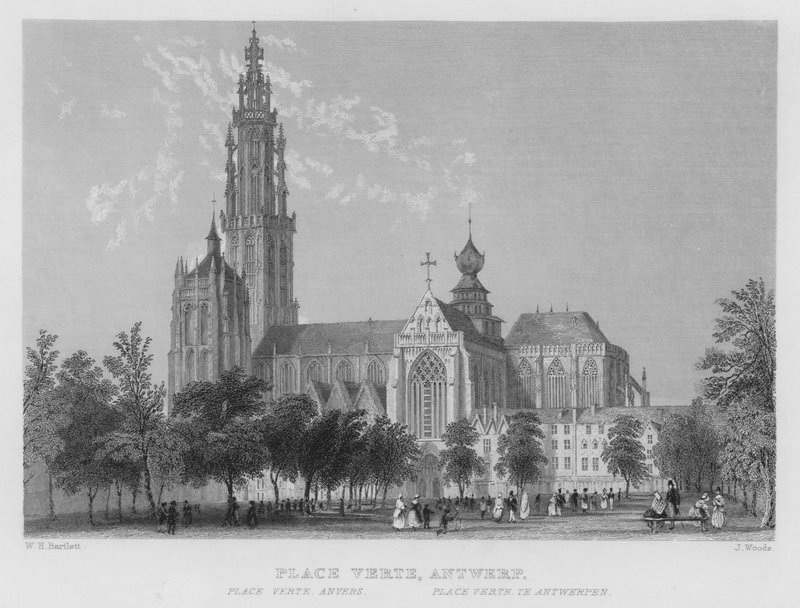 Place Verte, Antwerp by William Henry Bartlett