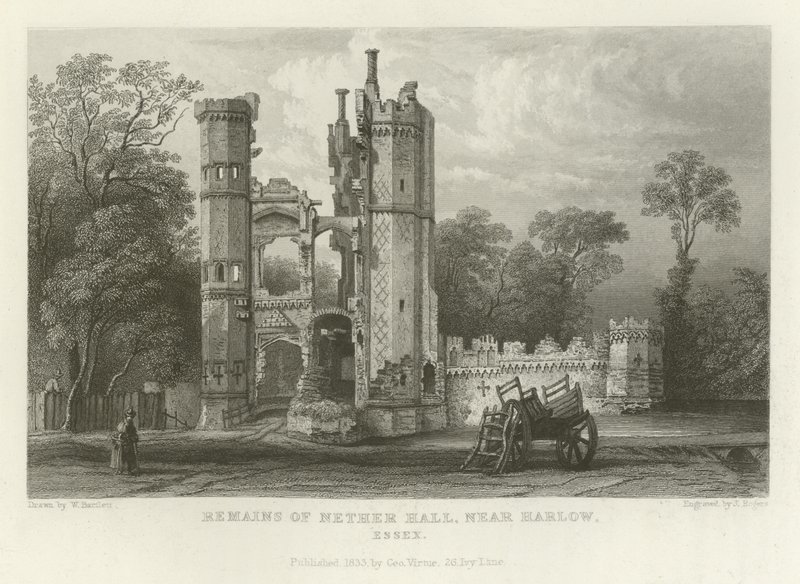 Remains of Nether Hall, Near Harlow, Essex by William Henry Bartlett