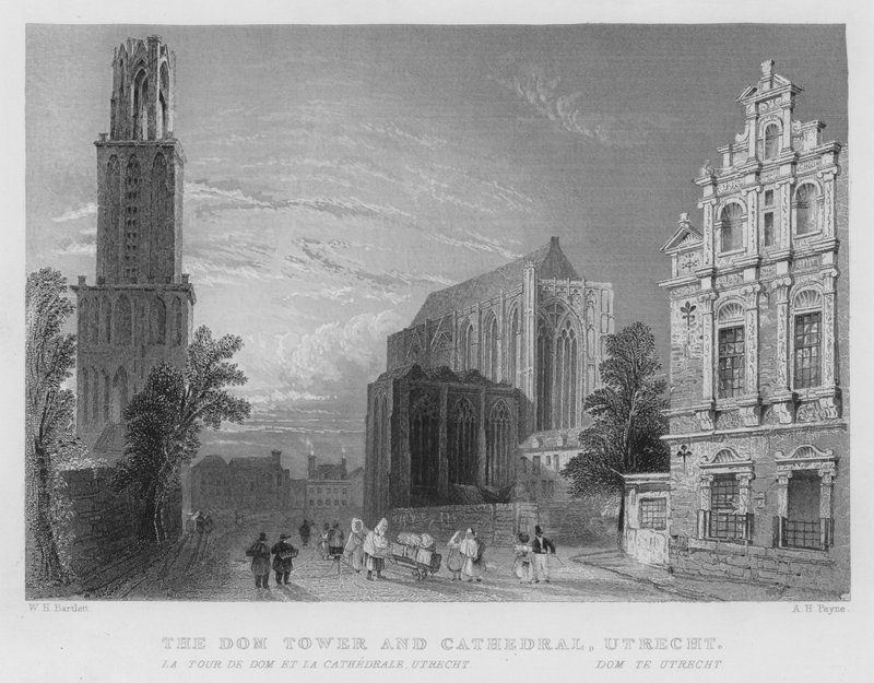The Dom Tower and Cathedral, Utrecht by William Henry Bartlett