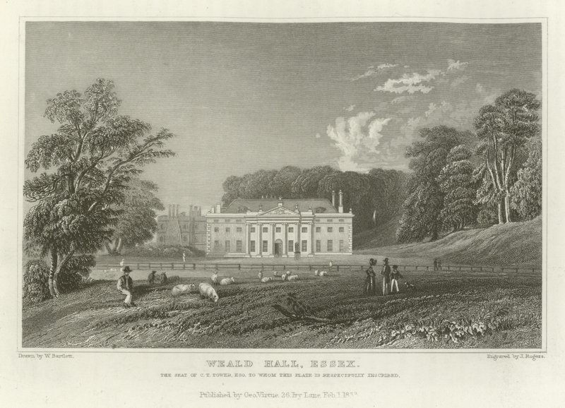 Weald Hall, Essex, the Seat of C T Tower, Esquire by William Henry Bartlett