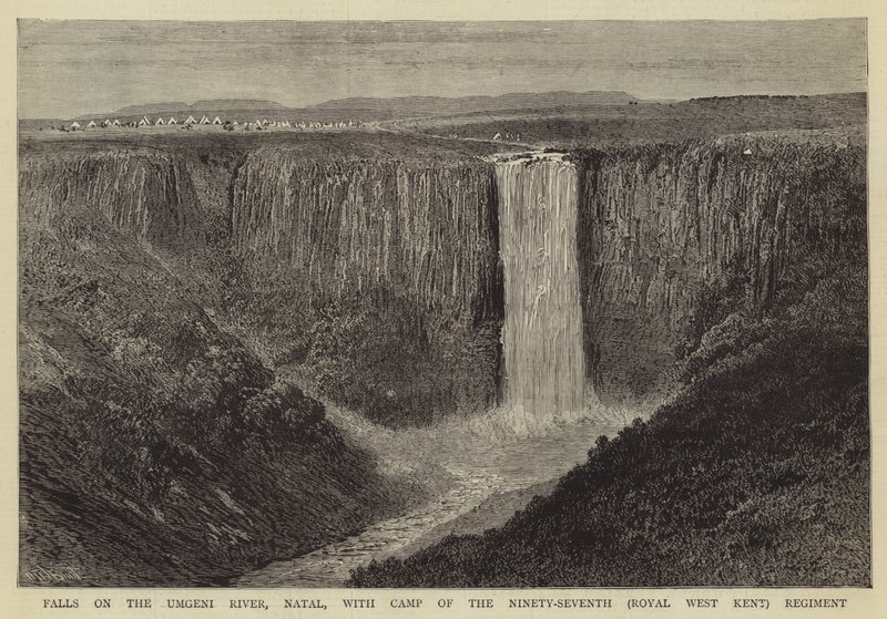 Falls on the Umgeni River, Natal, with Camp of the Ninety-Seventh (Royal West Kent) Regiment by William Henry James Boot