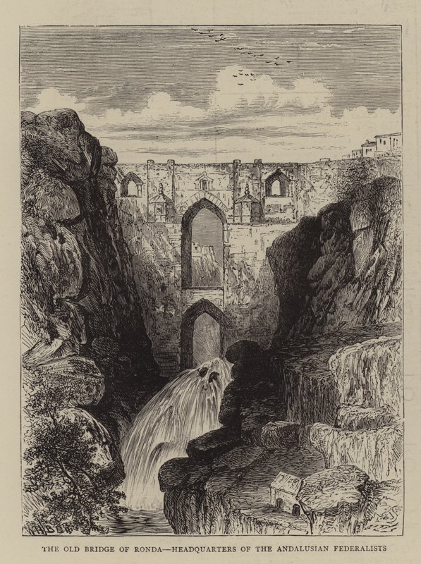 The Old Bridge of Ronda, Headquarters of the Andalusian Federalists by William Henry James Boot