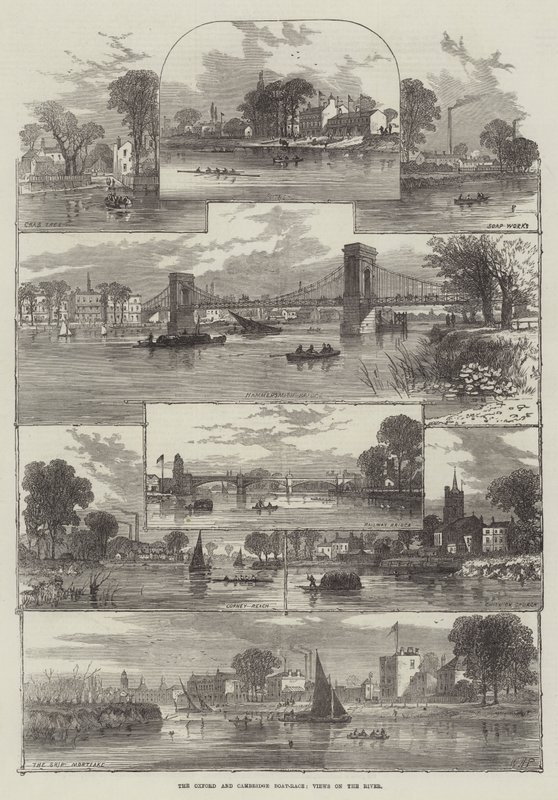 The Oxford and Cambridge Boat-Race, Views on the River by William Henry Pike