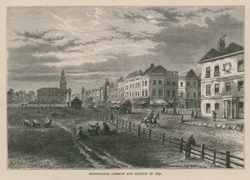 Kennington Common and Church in 1830 by William Henry Prior