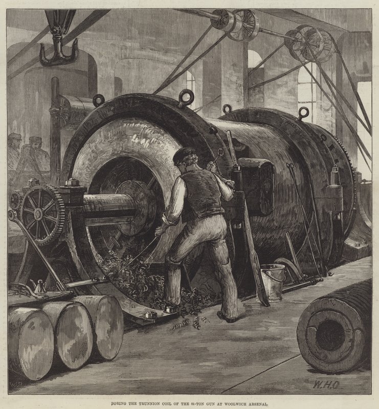 Boring the Trunnion Coil of the 81-Ton Gun at Woolwich Arsenal by William Heysham Overend