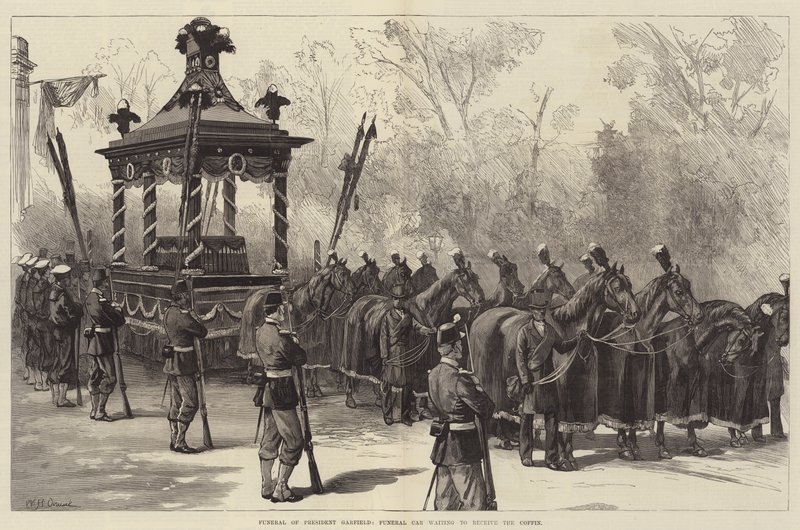 Funeral of President Garfield, Funeral Car Waiting to Receive the Coffin by William Heysham Overend