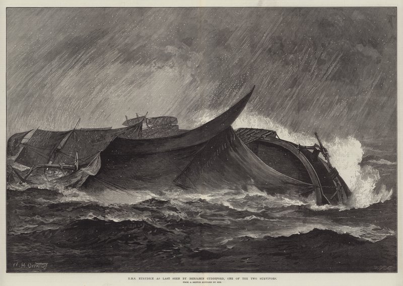 HMS Eurydice as Last Seen by Benjamin Cuddiford, One of the Two Survivors by William Heysham Overend