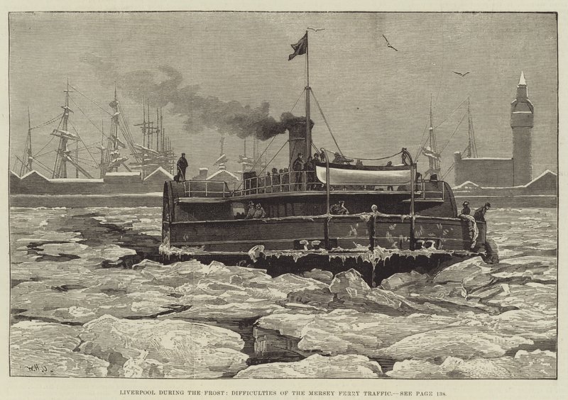Liverpool during the Frost, Difficulties of the Mersey Ferry Traffic by William Heysham Overend