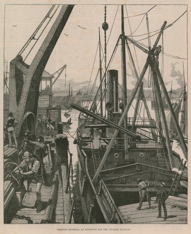 Shipping material at Woolwich for the Souakim Railway by William Heysham Overend