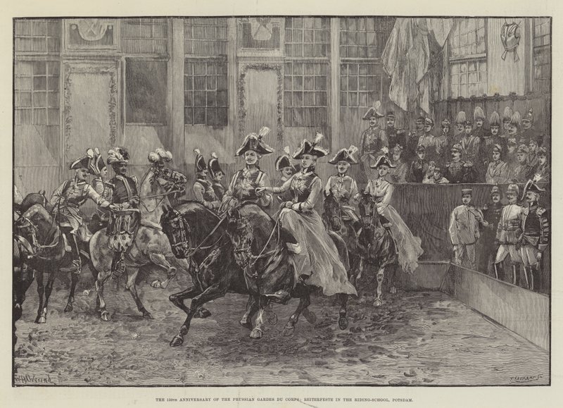 The 150th Anniversary of the Prussian Gardes du Corps, Reiterfeste in the Riding-School, Potsdam by William Heysham Overend